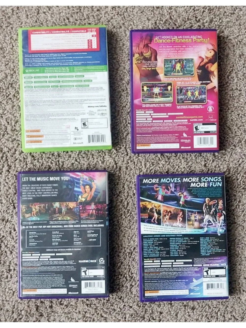 Xbox 360 Games Lot Disney Infinity Zumba Dance Central 1 2